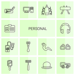 14 personal icons vector