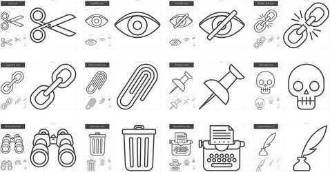 content edition line icon set vector image
