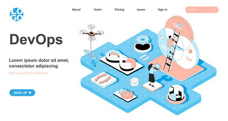 devops isometric concept monitoring vector image