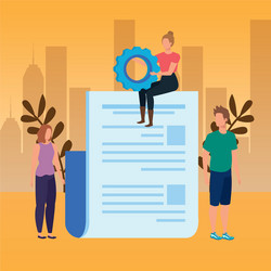 Group people with documents characters vector