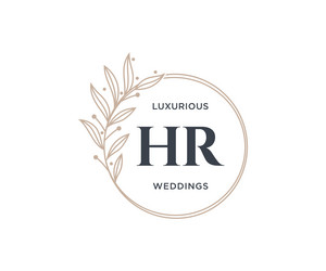 Hr initials letter wedding monogram logos Vector Image