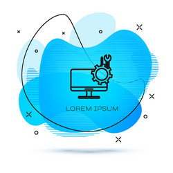 line computer monitor with screwdriver and wrench vector image
