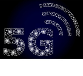 bright web net 5g symbol with glare spots vector image