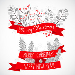 Festive Christmas Banner with Winter Berries Vector Image