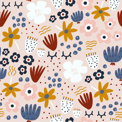 Seamless modern floral pattern with lashes vector