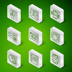 set line mobile and envelope address book vector image