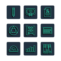 set line protractor graph schedule chart vector image