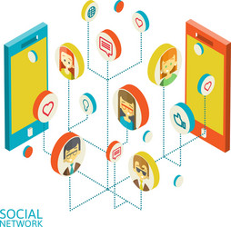Conceptual image with social networks flat vector