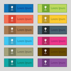 Map pointer icon sign set of twelve rectangular vector