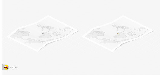 Set of two realistic map brunei with shadow vector