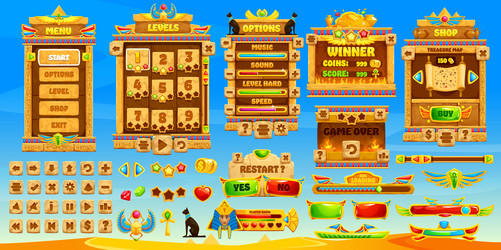 ancient egypt game interface gui buttons assets vector image