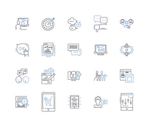 Team rapport line icons collection trust Vector Image