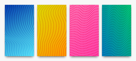 Set of halftone gradient backgrounds with dots vector