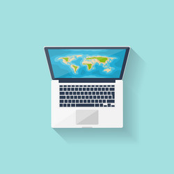 world map on the computer flat style navigation vector image
