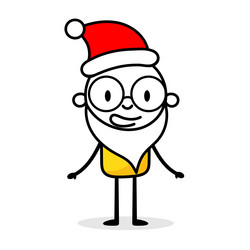 Man stands in santa hat and white beard cartoon vector