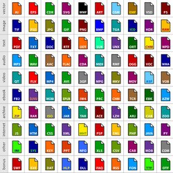 set file types icons in flat style vector image