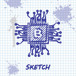 sketch line cpu mining farm icon isolated on white vector image