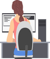 woman web developer or programmer working in front vector