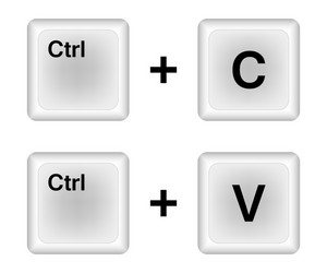 ctrl c v keys on keyboard copy and paste vector image