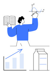 person teaching math concepts using graphs vector image