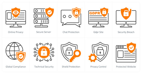a set of 10 gdpr icons as online privacy secure vector image