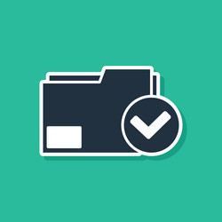 blue document folder and check mark icon isolated vector image