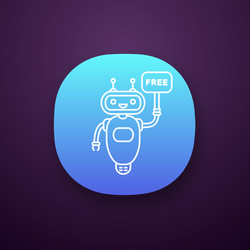 Chatbot with free in speech bubble app icon vector