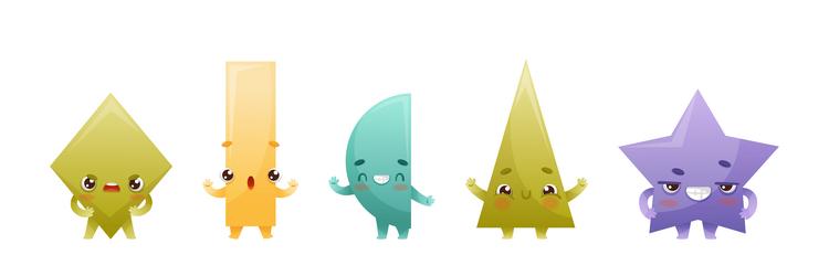 geometric shape character with different face vector image