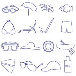 Summer and beach simple outline icons set eps10 vector