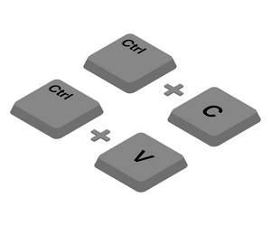 Ctrl c v keys on keyboard copy and paste vector
