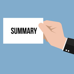 man showing paper summary text vector image