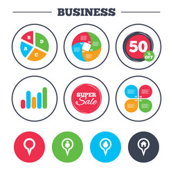 map pointer icons home food and user location vector image