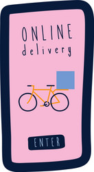 Onflat delivery lettering campaign with bicycle vector