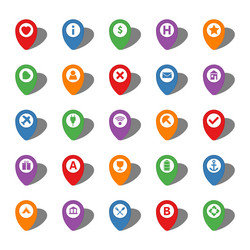 set of twenty five colorful map pointers vector image