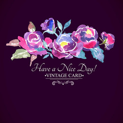 colorful watercolor rose floral greeting card vector