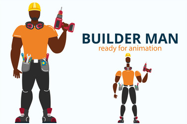 Front view of builder in uniform with screwdriver vector