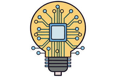 lightbulb with integrated circuits representing vector image