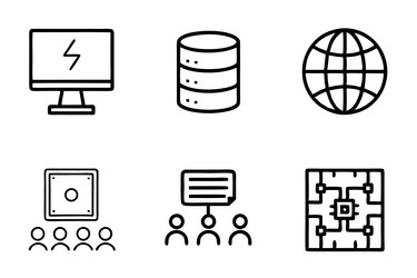 line art icon set showing technology data vector image