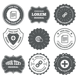 Plus circle and hyperlink signs file globe vector