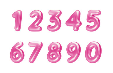 realistic 3d font pink numbers number in the form vector image