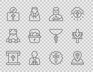 set line flag with christian cross location vector image