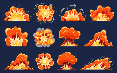 set of explosions different types and kinds vector image