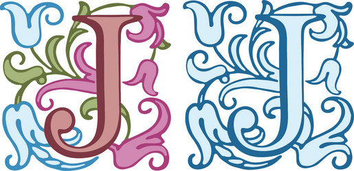 vintage initials letter j vector