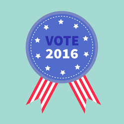 blue badge with striped ribbons award button icon Vector Image