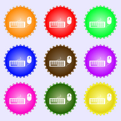 computer keyboard and mouse icon a set of nine vector image