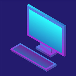 Desktop computer icon isometric style vector