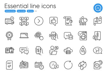 Gps checked file and cogwheel settings line icons vector