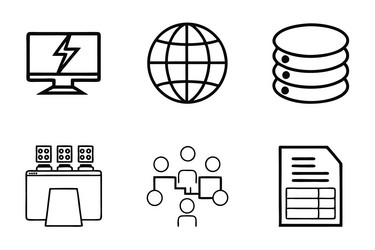 line art icon set representing server vector image