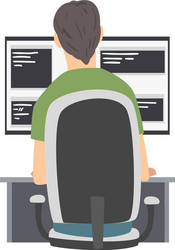 Man web developer or programmer sitting vector