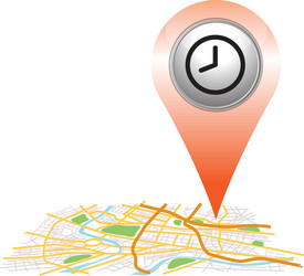 time pin pointer on map location vector image